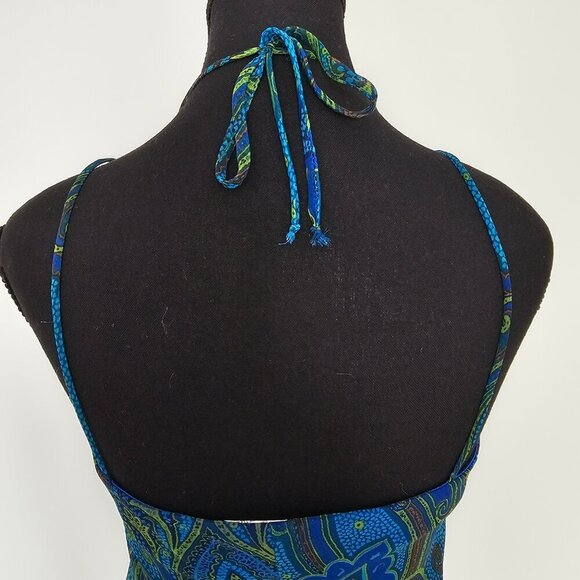 Women's Green/Blue Paisley Print Summer Dress By City Triangles, Size 7 - Picture 6 of 15